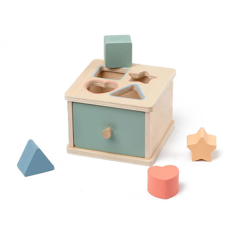 Boîte d’activités Montessori en bois – Formes, couleurs et motricité fine