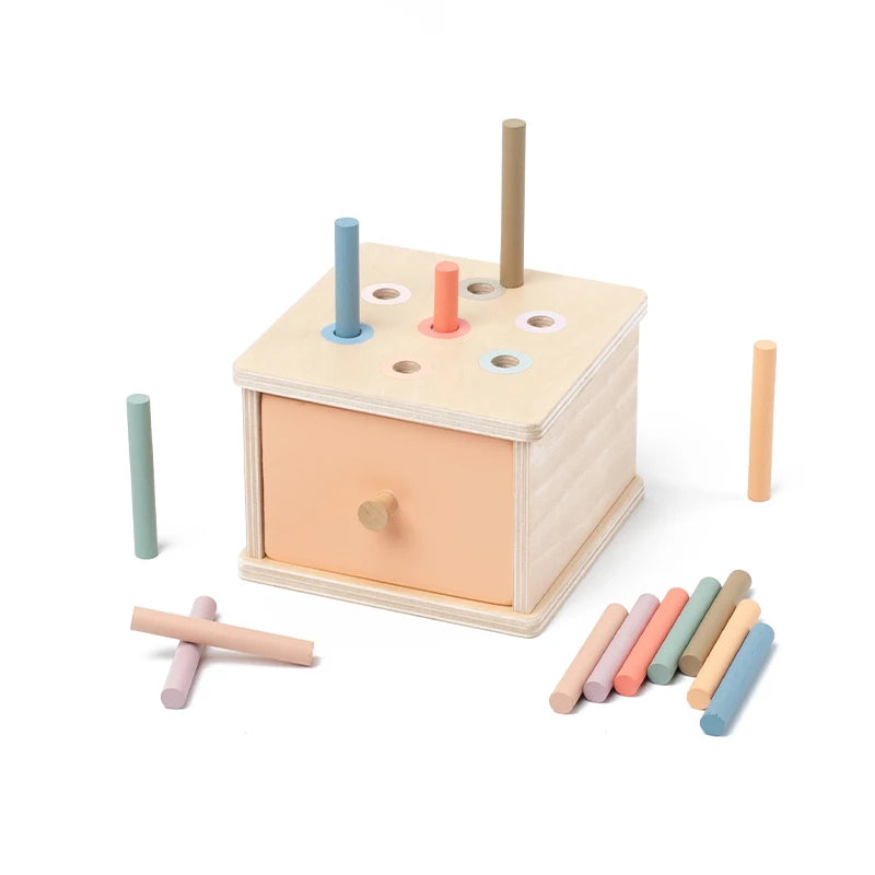 Boîte d’activités Montessori en bois – Formes, couleurs et motricité fine