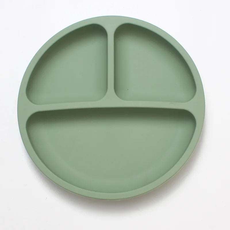 Assiette bébé compartimentée en silicone alimentaire – Avec ventouse, sans BPA