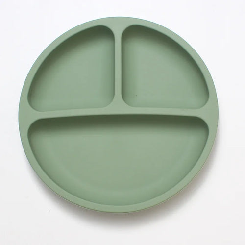 Assiette bébé compartimentée en silicone alimentaire – Avec ventouse, sans BPA