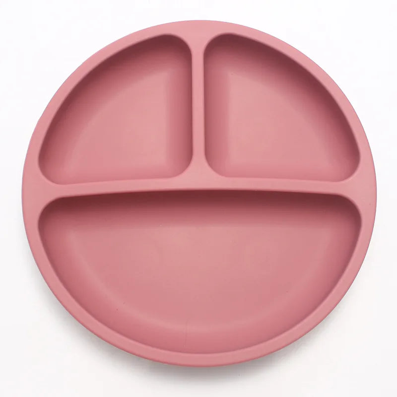Assiette bébé compartimentée en silicone alimentaire – Avec ventouse, sans BPA