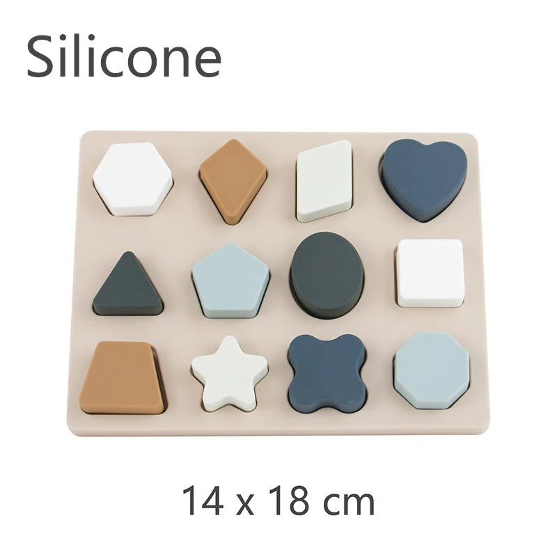 Puzzle Montessori bébé en silicone – Formes géométriques éducatives