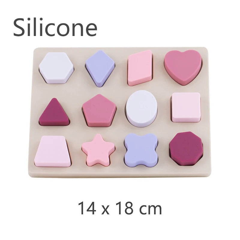Puzzle Montessori bébé en silicone – Formes géométriques éducatives