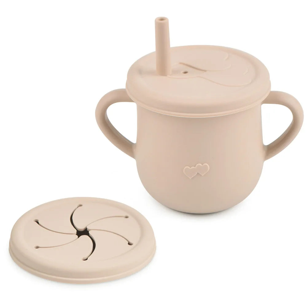 Tasse d’apprentissage en silicone avec paille et couvercle – Sans BPA