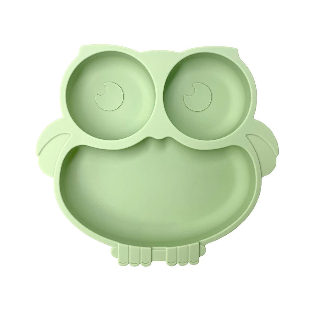 Assiette bébé en silicone avec ventouse – Forme hibou mignonne