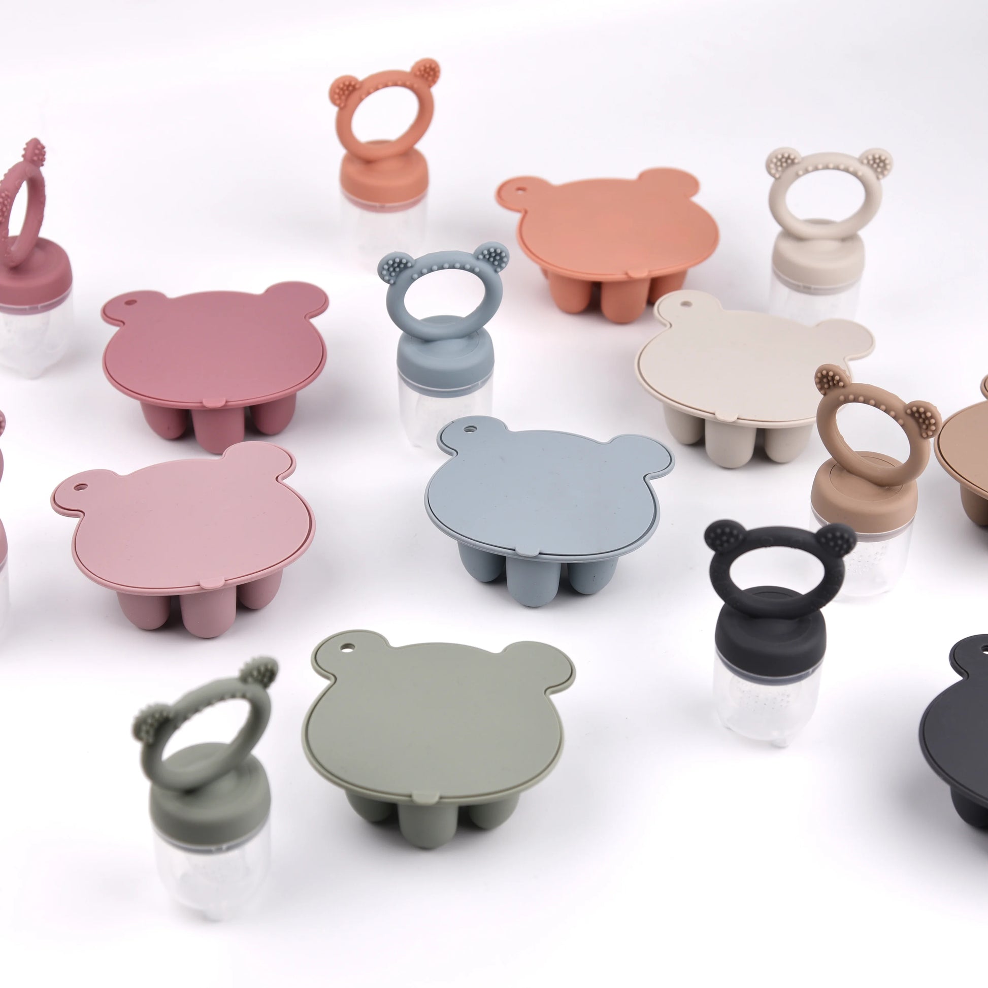 Moule silicone multifonction bébé – Tétine grignoteuse + bac de congélation ourson pour lait maternel, fruits ou purées