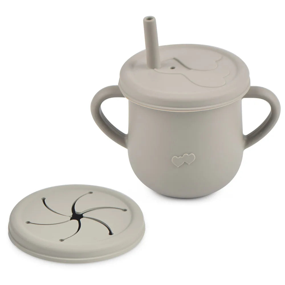 Tasse d’apprentissage en silicone avec paille et couvercle – Sans BPA