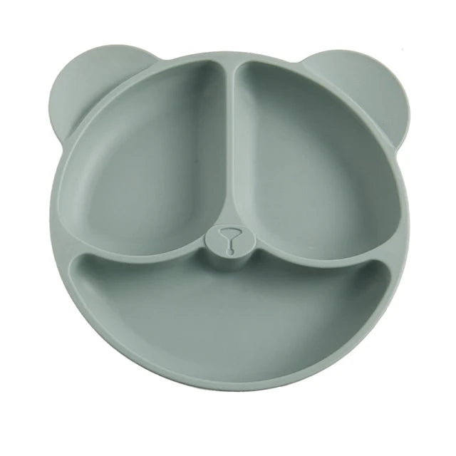 Assiette bébé en silicone avec ventouse – Forme hibou mignonne