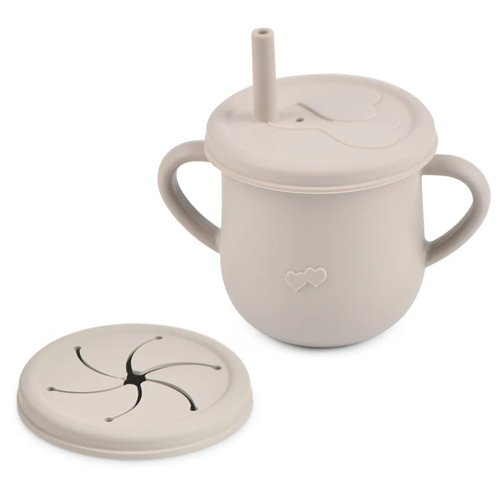 Tasse d’apprentissage en silicone avec paille et couvercle – Sans BPA
