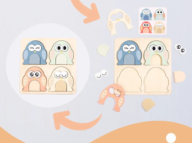 Puzzle Montessori en bois – Jeu d’association des émotions