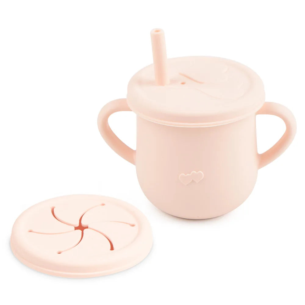 Tasse d’apprentissage en silicone avec paille et couvercle – Sans BPA