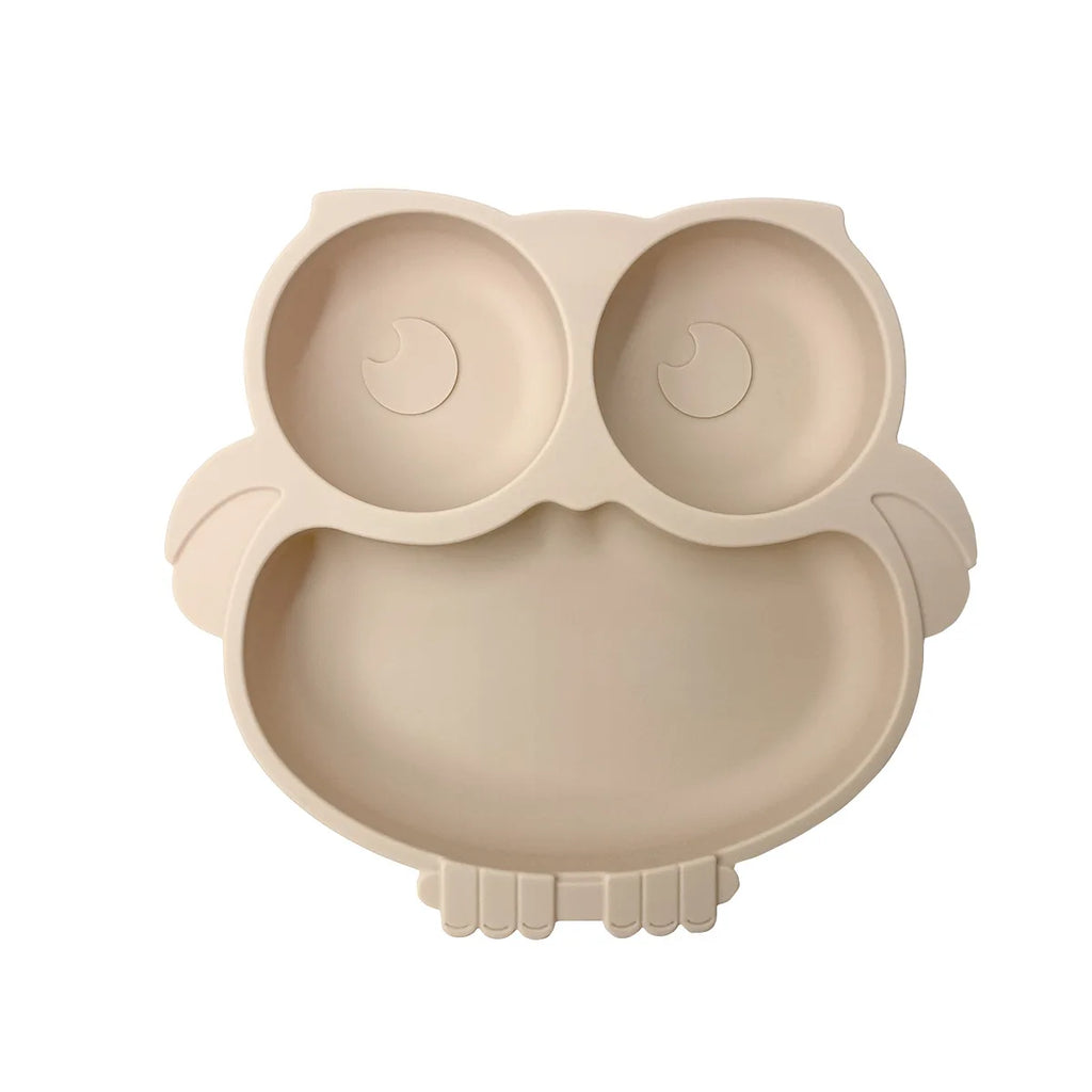 Assiette bébé en silicone avec ventouse – Forme hibou mignonne