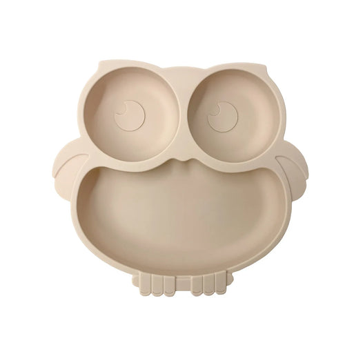 Assiette bébé en silicone avec ventouse – Forme hibou mignonne