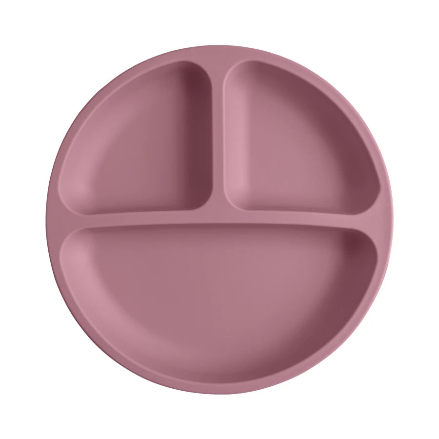 Assiette bébé en silicone avec ventouse – Couleur unie, sans BPA, pour repas d’apprentissage