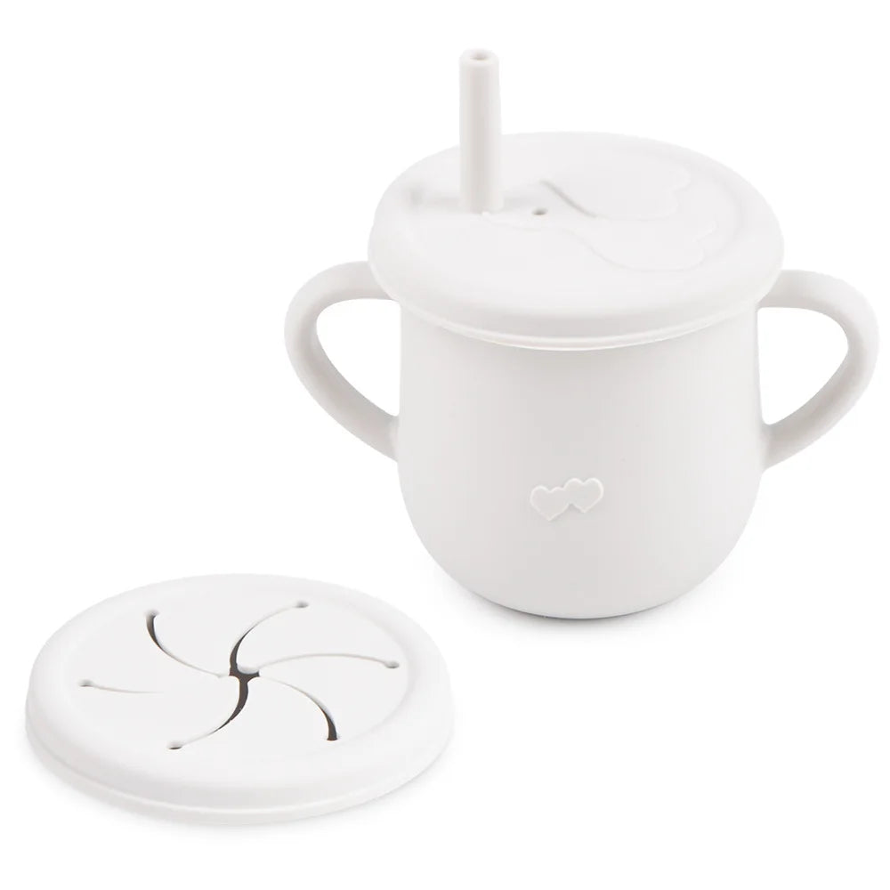 Tasse d’apprentissage en silicone avec paille et couvercle – Sans BPA